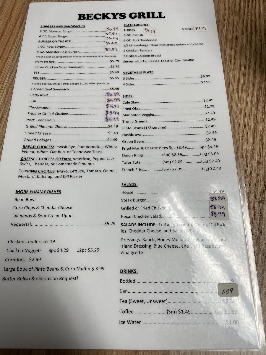 Menu Becky's Grocery And Grill-10