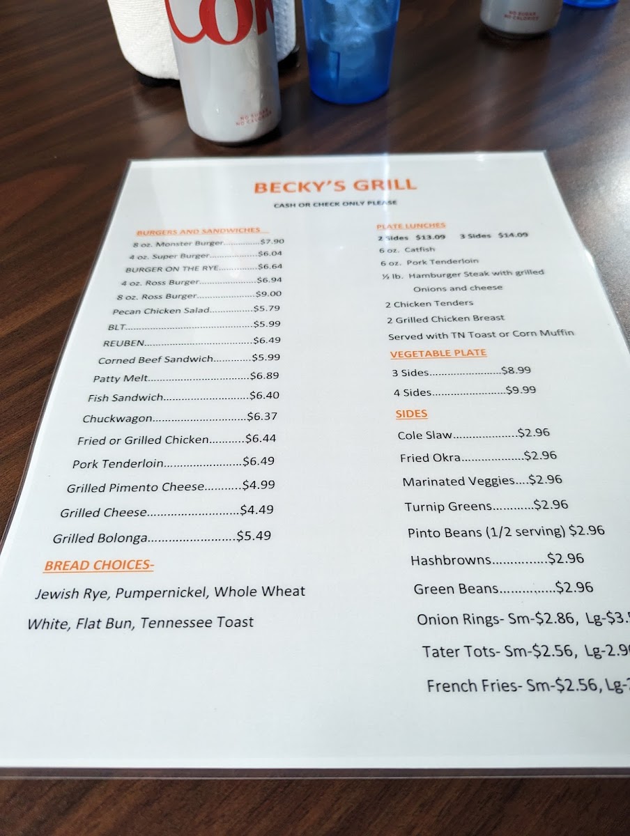 Menu Becky's Grocery And Grill-7